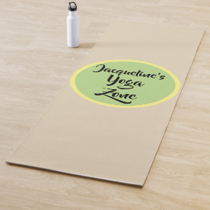 Tapete De Yoga Nome do Círculo Verde Amarelo Bege