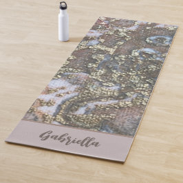 Tapete De Yoga Nome do monograma abstrato de cor rosa pincel cor-