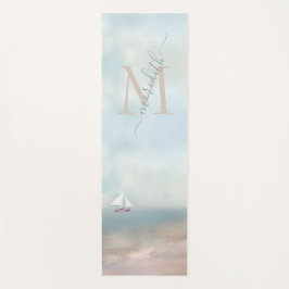 Tapete De Yoga Nome do Monograma de Areia Tropical