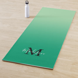 Tapete De Yoga Nome do Script do Monograma de Gradiente Verde Mín