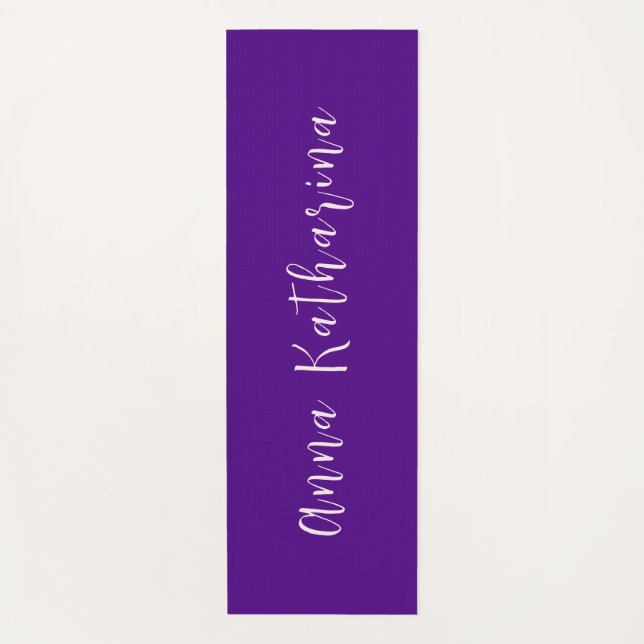 Tapete De Yoga Nome do Script Elegante Solid Indigo Purple (Frente)