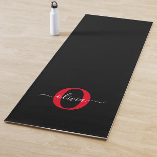 Tapete De Yoga Nome do Script Monograma Personalizado Vermelho Br
