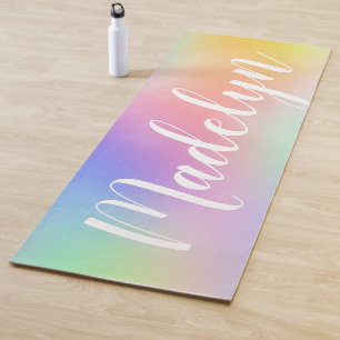 Tapete De Yoga Nome do Script Personalizado de Cores de Água do