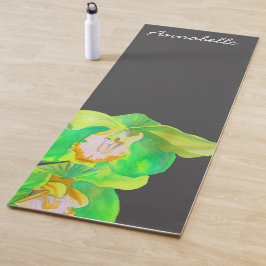 Tapete De Yoga Nome floral de aquarela Arte energética de orquíde