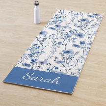 Nome Floral de Flores Silvestres de Aquarela Azul 