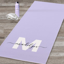 Tapete De Yoga Nome inicial personalizado Monograma Roxo