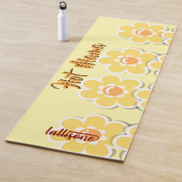 Tapete De Yoga nome mágico fundo amarelo Personalizado