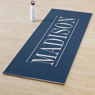 Tapete De Yoga Nome Minimalista preto Marinho Yoga Mat azul