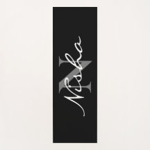 Nome Mínimo Personalizado do Monograma Preto e Bra