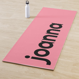 Tapete De Yoga Nome Moderno Rosa Salmão Na moda Simples