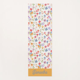 Tapete De Yoga Nome Monograma Aquarela Azul Roxo Vermelho