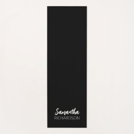 Tapete De Yoga Nome Monograma Personalizado Preto