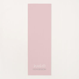 Tapete De Yoga Nome Monograma Personalizado Rosa e Branco