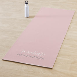 Tapete De Yoga Nome Monograma Personalizado Rosa e Branco
