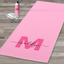 Nome Monograma Personalizado Rosa Quente Feminino