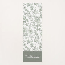 Nome Monograma Toile Vintage Floral Verde Salvia