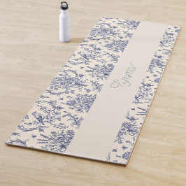 Tapete De Yoga Nome Padrão Azul Toile de Jouy País Francês 