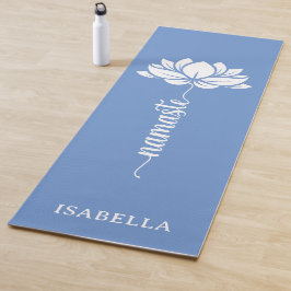 Tapete De Yoga Nome Personalizado Azul Moderno do Flor do Namaste