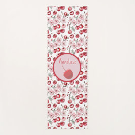 Tapete De Yoga Nome personalizado Cherry Blossom Watercolor
