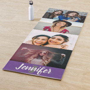 Tapete De Yoga Nome personalizado da Colagem de Fotografias Perso