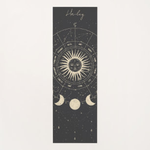 Tapete De Yoga Nome Personalizado da Fase da Lua das Estrelas do