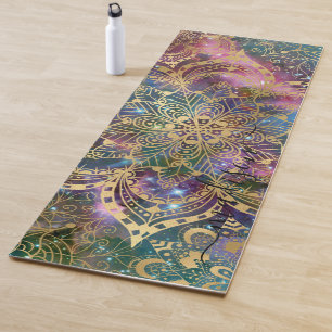 Tapete De Yoga Nome Personalizado da Nebulosa Roxa Azul Mandala D