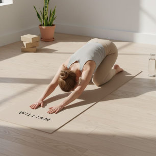 Tapete De Yoga Nome personalizado do bege e monograma Yoga Mat