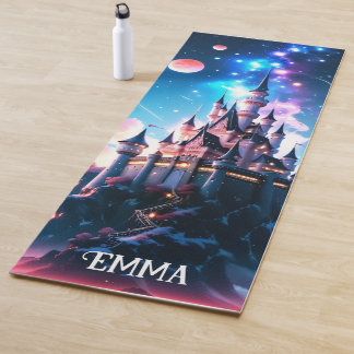 Tapete De Yoga Nome Personalizado do Castelo Fantasy Duplo