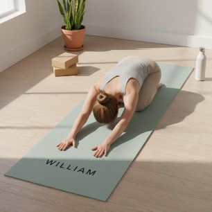 Tapete De Yoga Nome personalizado do monograma de cor de cinza Yo