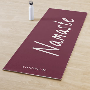 Tapete De Yoga Nome Personalizado do Namaste Vermelho Escuro do R