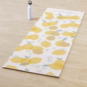 Tapete De Yoga Nome Personalizado do Padrão Moderno Pastel Citrus