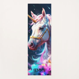 Tapete De Yoga Nome Personalizado do Rainbow Unicorn Duplo Side