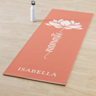 Tapete De Yoga Nome Personalizado do Salmão Moderno do Namaste Lo