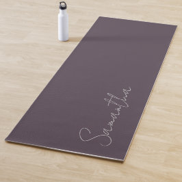 Tapete De Yoga Nome Personalizado Elegante Taupe Roxo