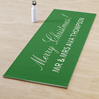 Tapete De Yoga Nome personalizado em letra cursiva verde pinho e 