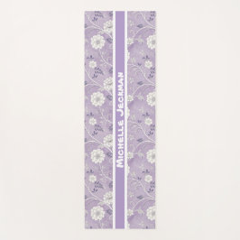 Tapete De Yoga Nome Personalizado Floral da Vintage Roxo
