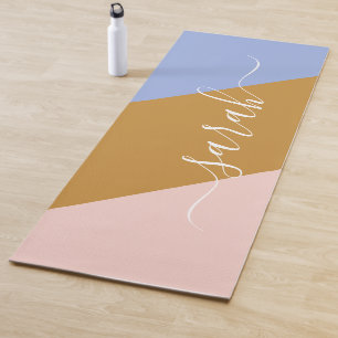 Tapete De Yoga Nome Personalizado Gráfico Arco-íris Retro