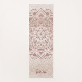 Tapete De Yoga Nome Personalizado Mandala Om Rosa Dourado Exercíc
