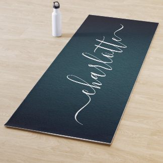 Tapete De Yoga Nome Personalizado Moderno Chic Caligrafia