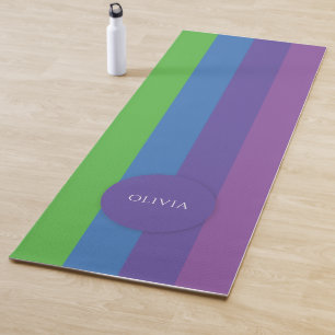 Tapete De Yoga Nome Personalizado Multicolorido Moderno