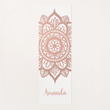 Nome Personalizado Novo Rosa Dourado Mandala Branc