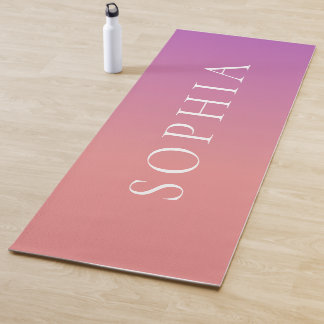 Tapete De Yoga Nome Personalizado Pêssego Roxo Ombre