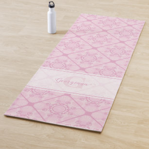 Tapete De Yoga Nome Personalizado Pré-Disquete Em Lado Cor-De-Ros