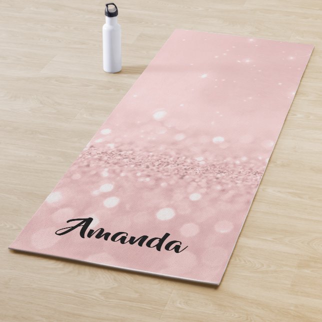 Tapete De Yoga Nome Personalizado - Rosa cor-de-rosa - Glitter Gi (In Situ)