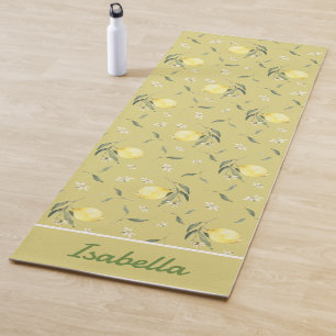 Tapete De Yoga Nome Personalizado Yellow Lemon Fruta Padrão Yoga
