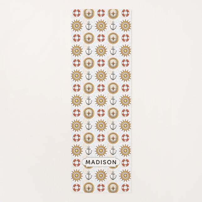 Tapete De Yoga Nome personalizado yoga mat do padrão náutico (Frente)