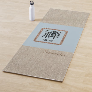 Tapete De Yoga Nome personalizado Zen Blue burlap impressão yoga