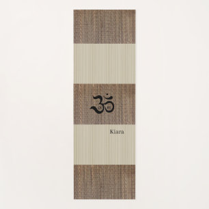 Tapete De Yoga Nome Personalizado Zen Om Beige Impressão Rustic