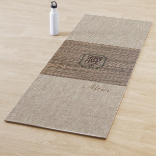 Tapete De Yoga Nome personalizado Zen Om burlap tatami impressão