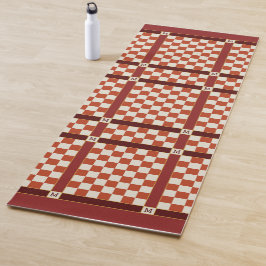 Tapete De Yoga Nome Verificado Monograma Inicial Laranja